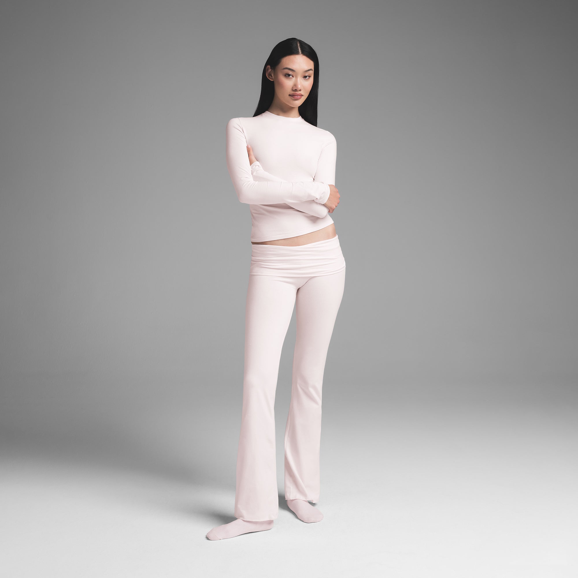 COTTON JERSEY FOLDOVER PANT | BARELY PINK