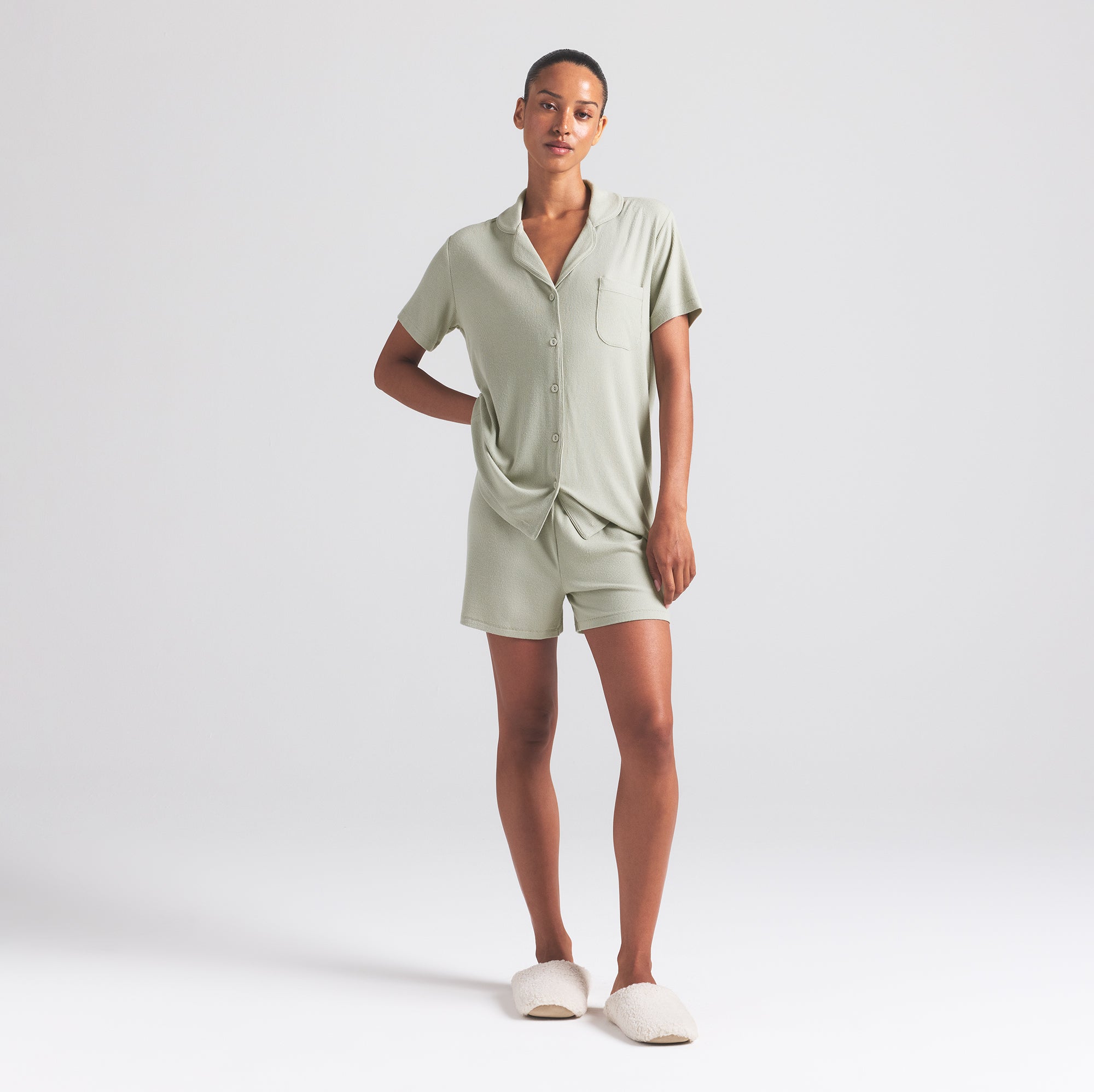 SOFT LOUNGE SHORT SLEEP SET | TALC
