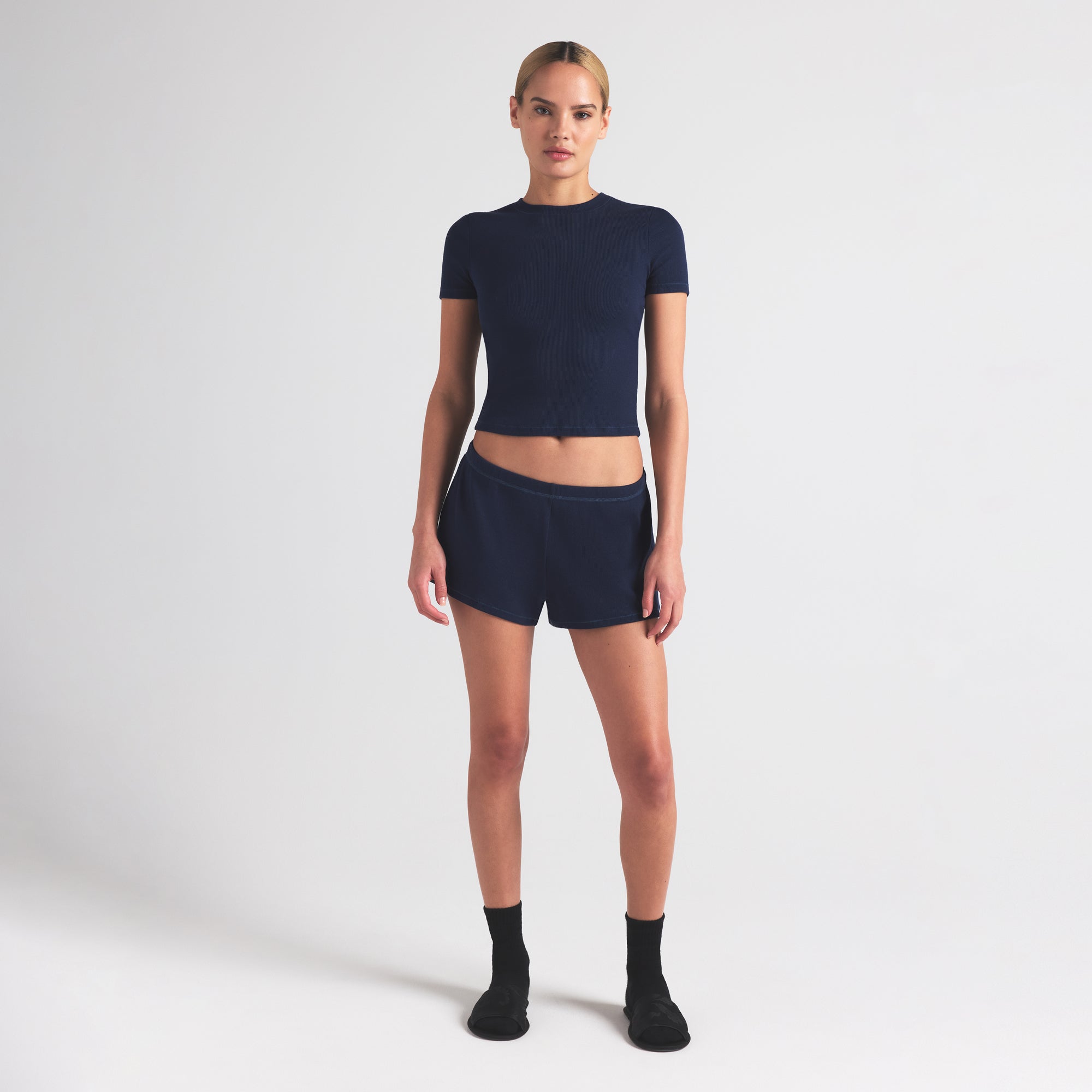 COTTON RIB T-SHIRT | NAVY