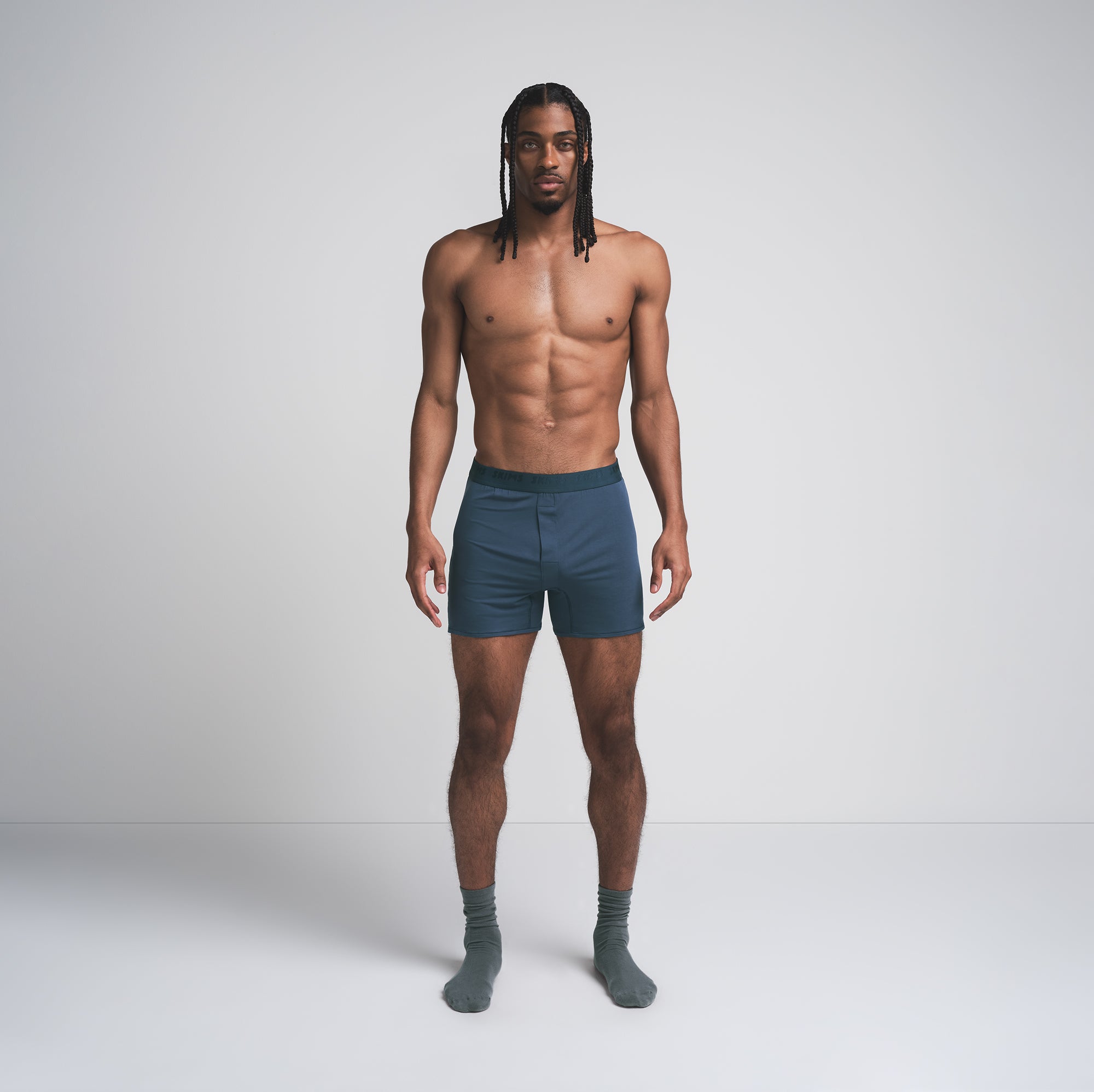 SKIMS STRETCH MENS KNIT BOXER | INDIGO