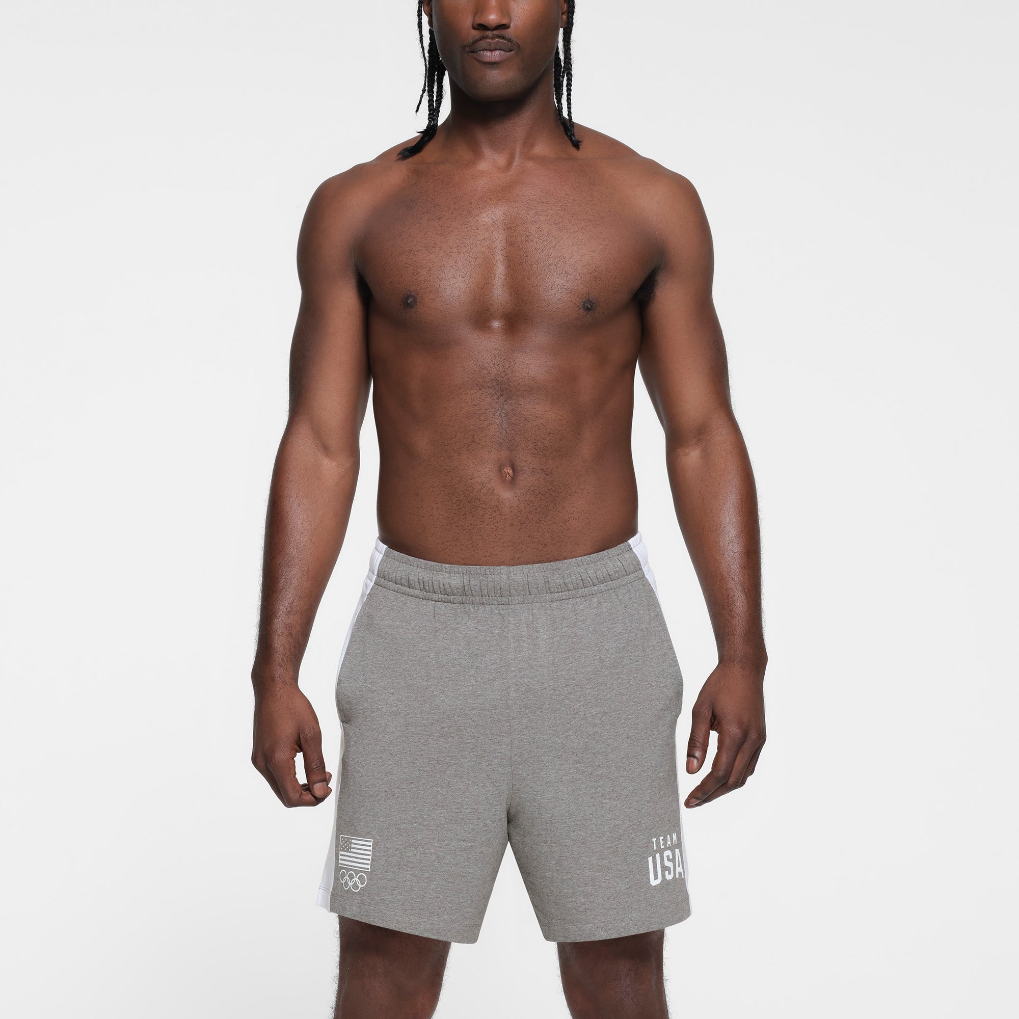 SKIMS FOR TEAM USA JERSEY SLEEP MENS OLYMPIC SHORT | HEATHER GREY