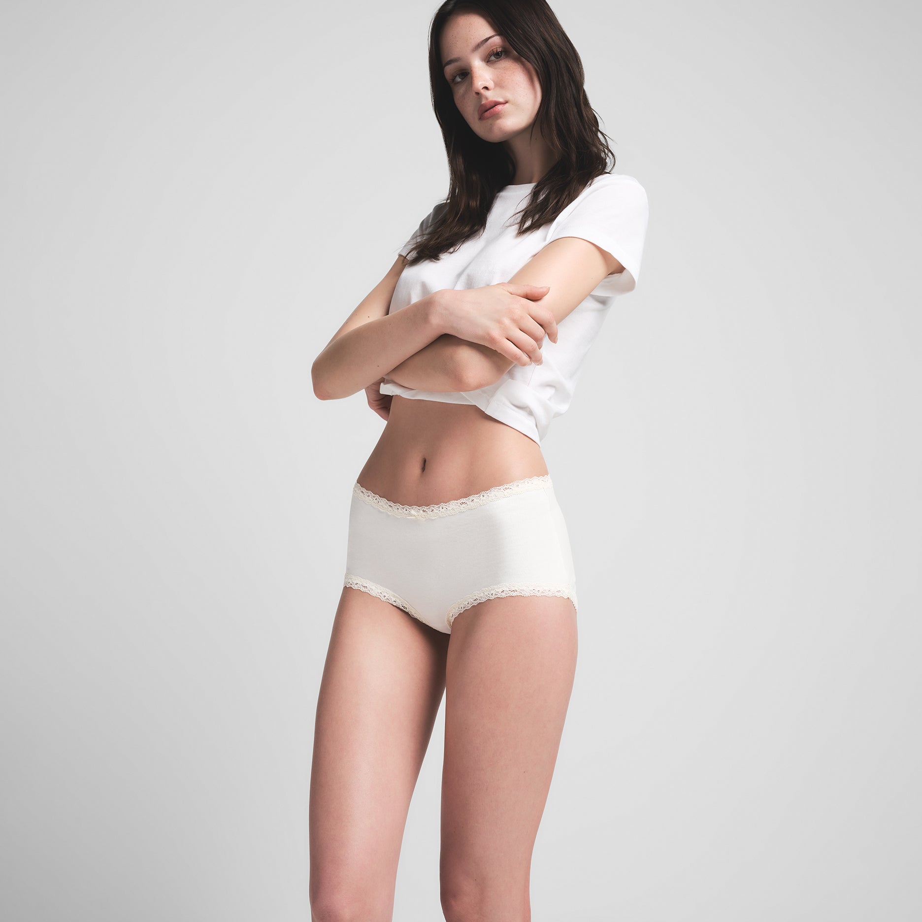 LIGHTWEIGHT COTTON LACE BOY SHORT | MARBLE