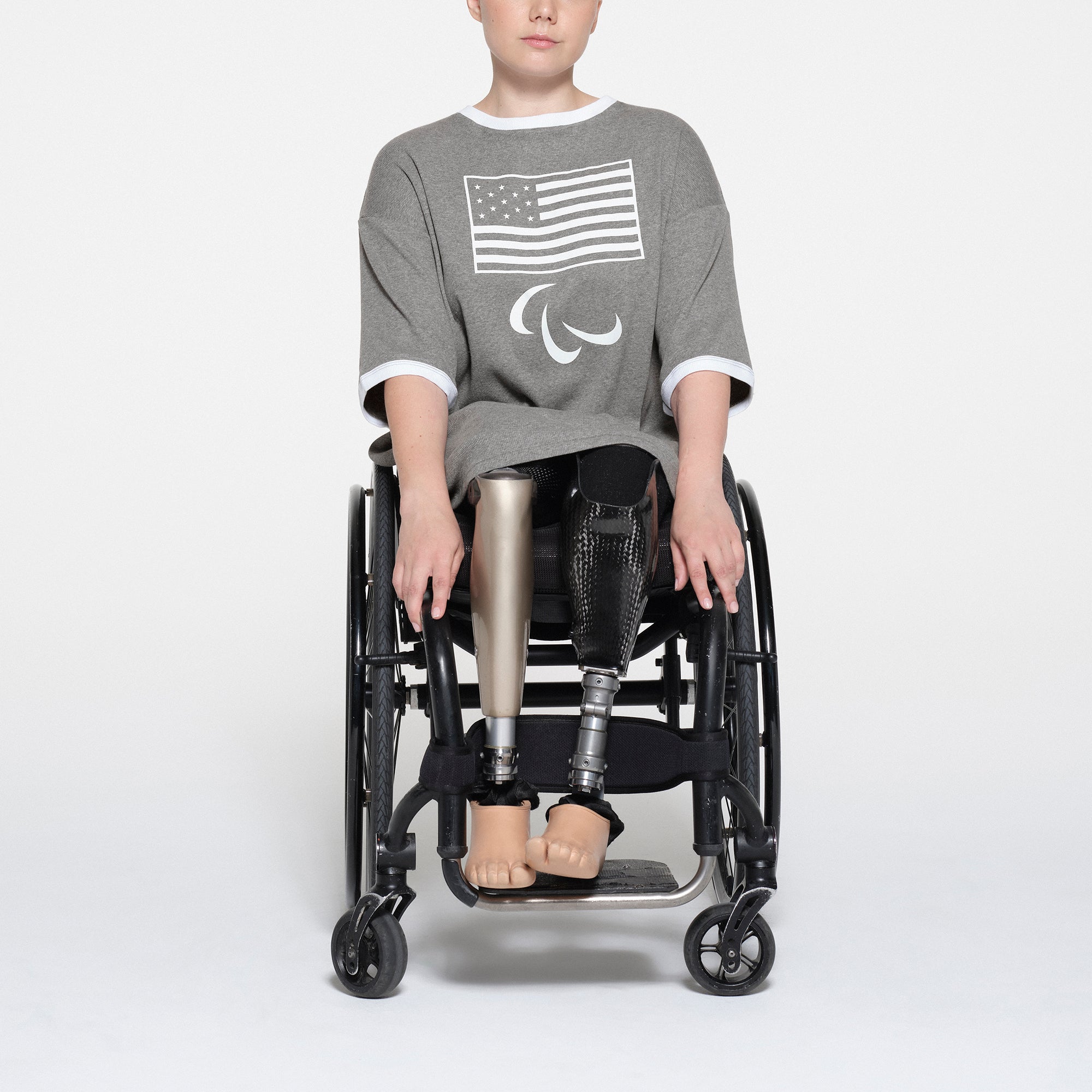 SKIMS FOR TEAM USA COTTON RIB PARALYMPIC T-SHIRT MINI DRESS | HEATHER GREY
