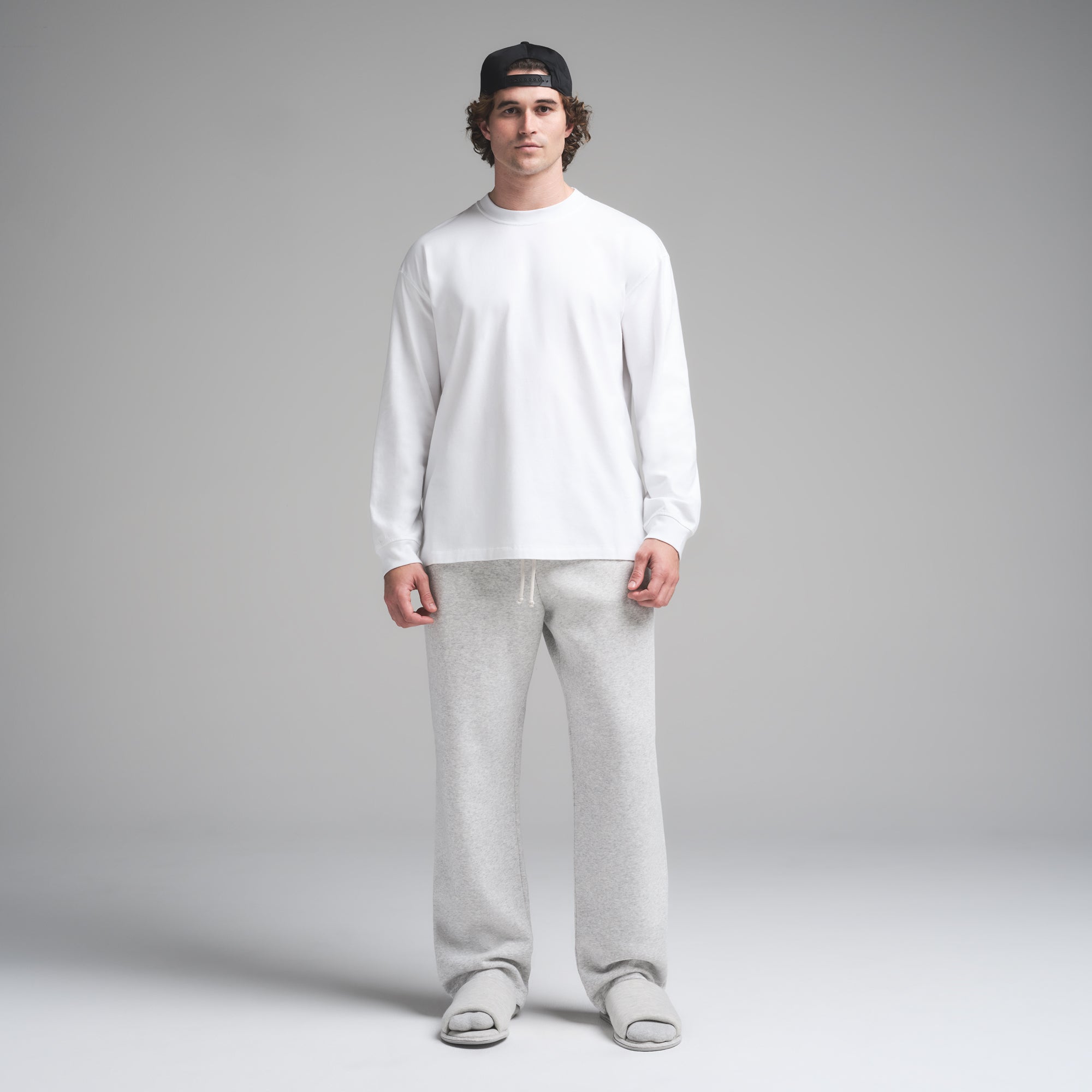 HEAVYWEIGHT COTTON MENS RELAXED LONG SLEEVE T-SHIRT | CHALK