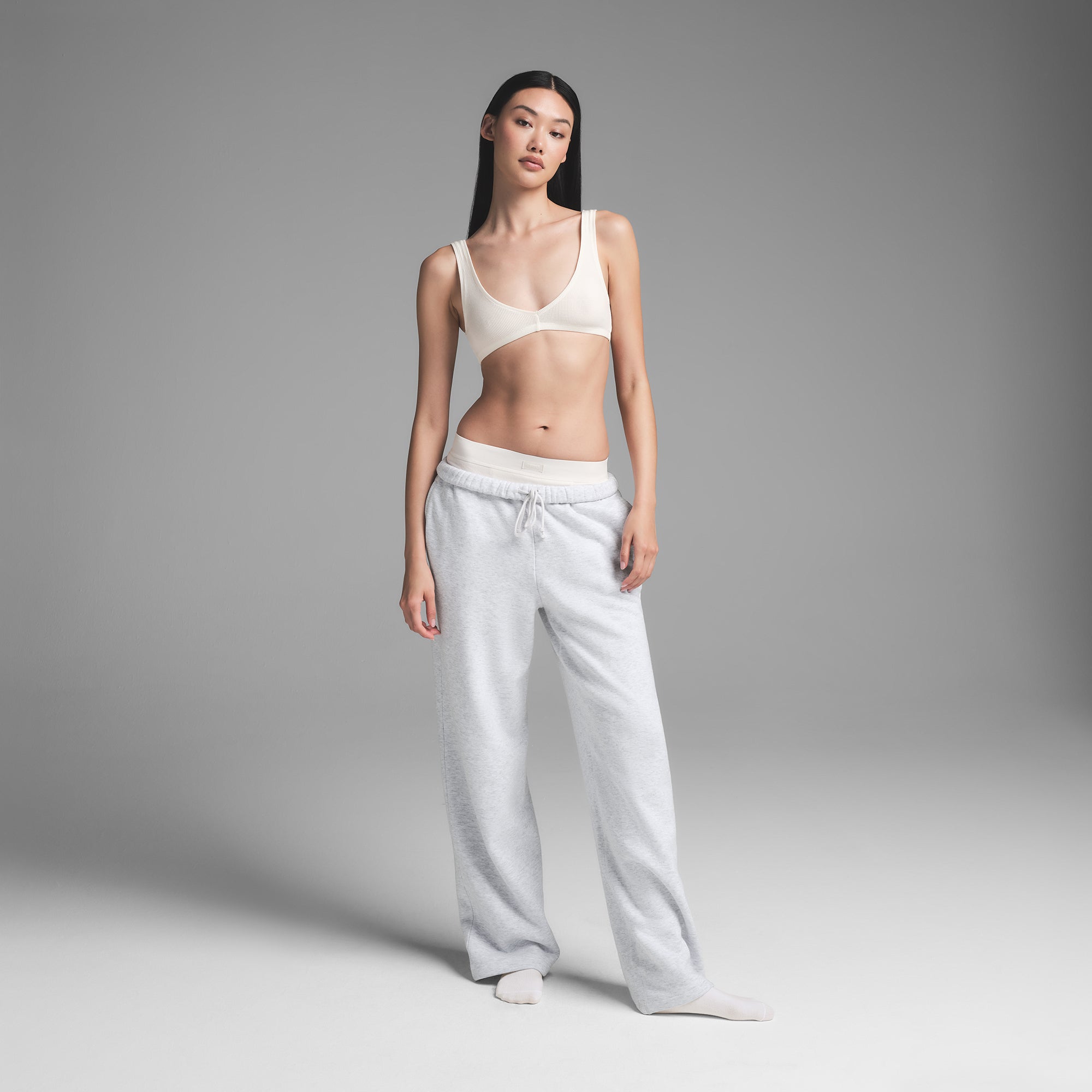 COTTON RIB SKIMPY SCOOP BRALETTE | MARBLE