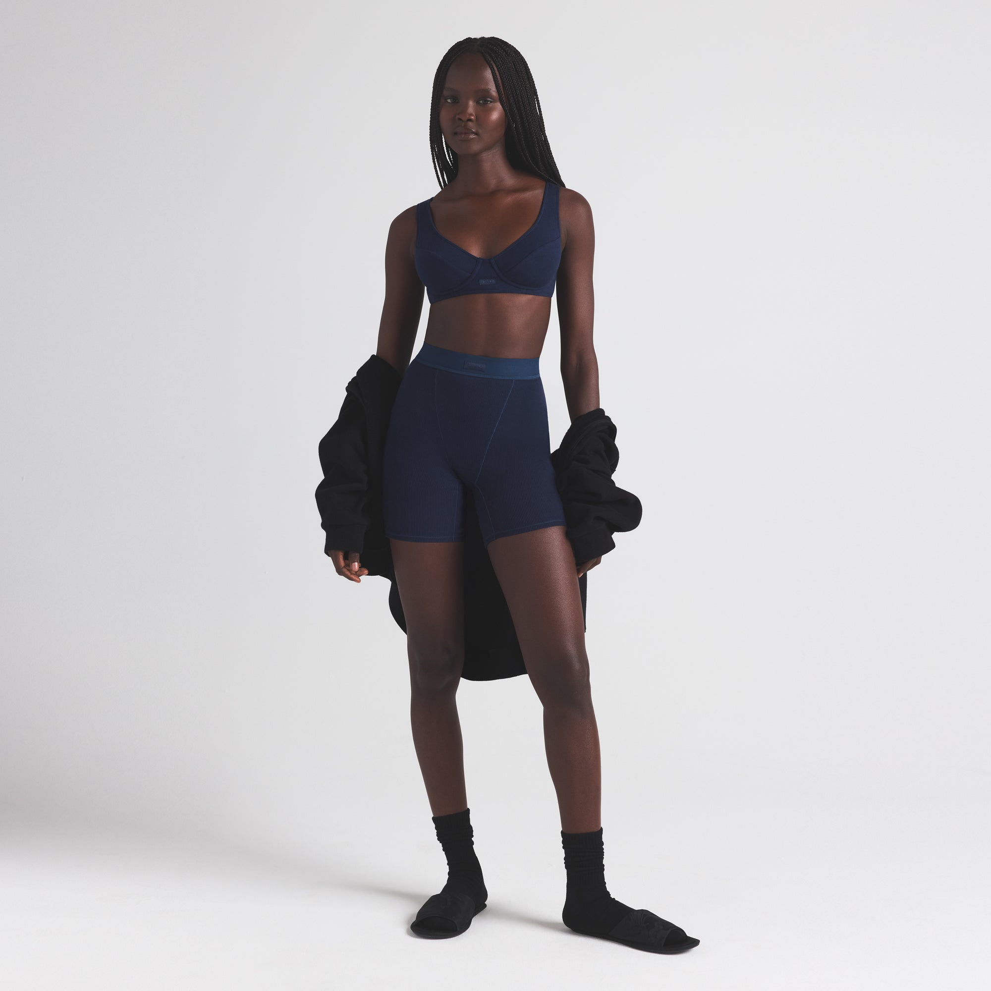 COTTON RIB BOXER | NAVY