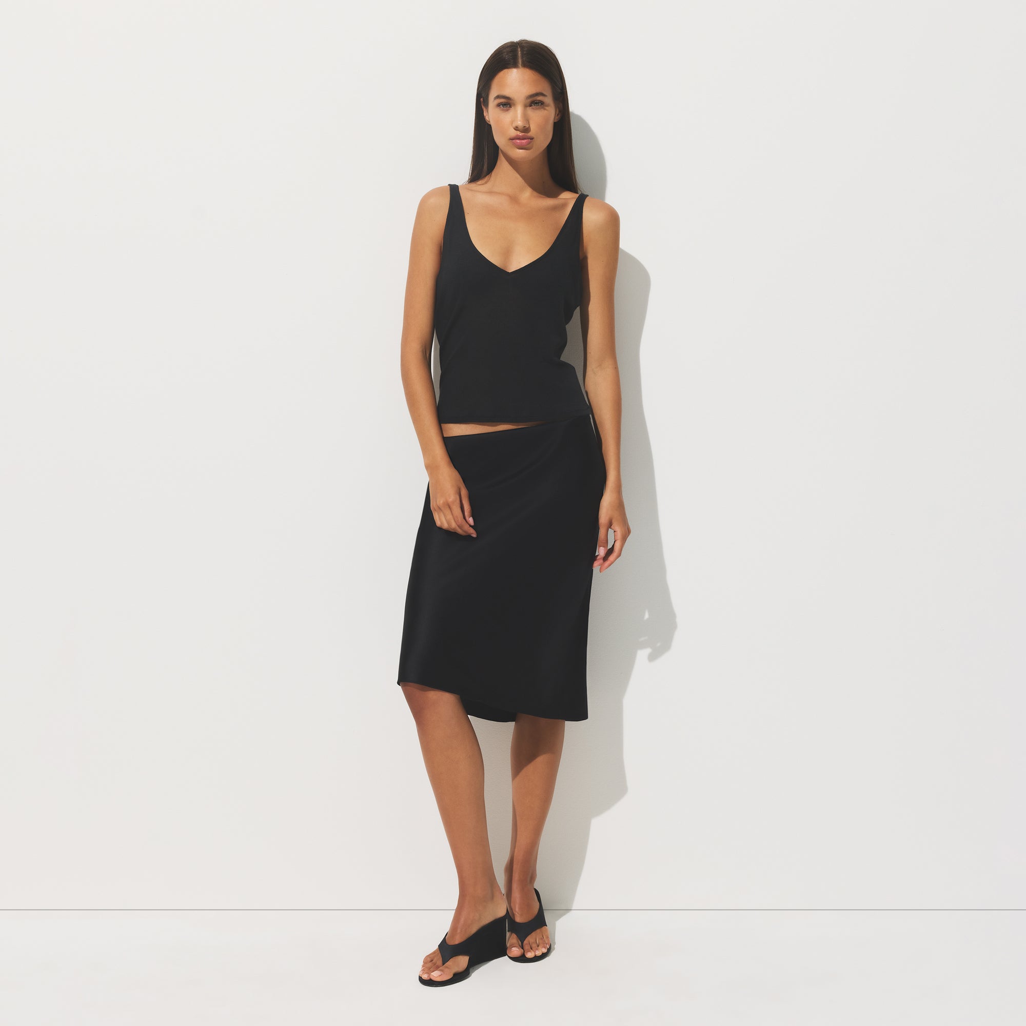 SHEER COTTON V NECK TANK | SOOT