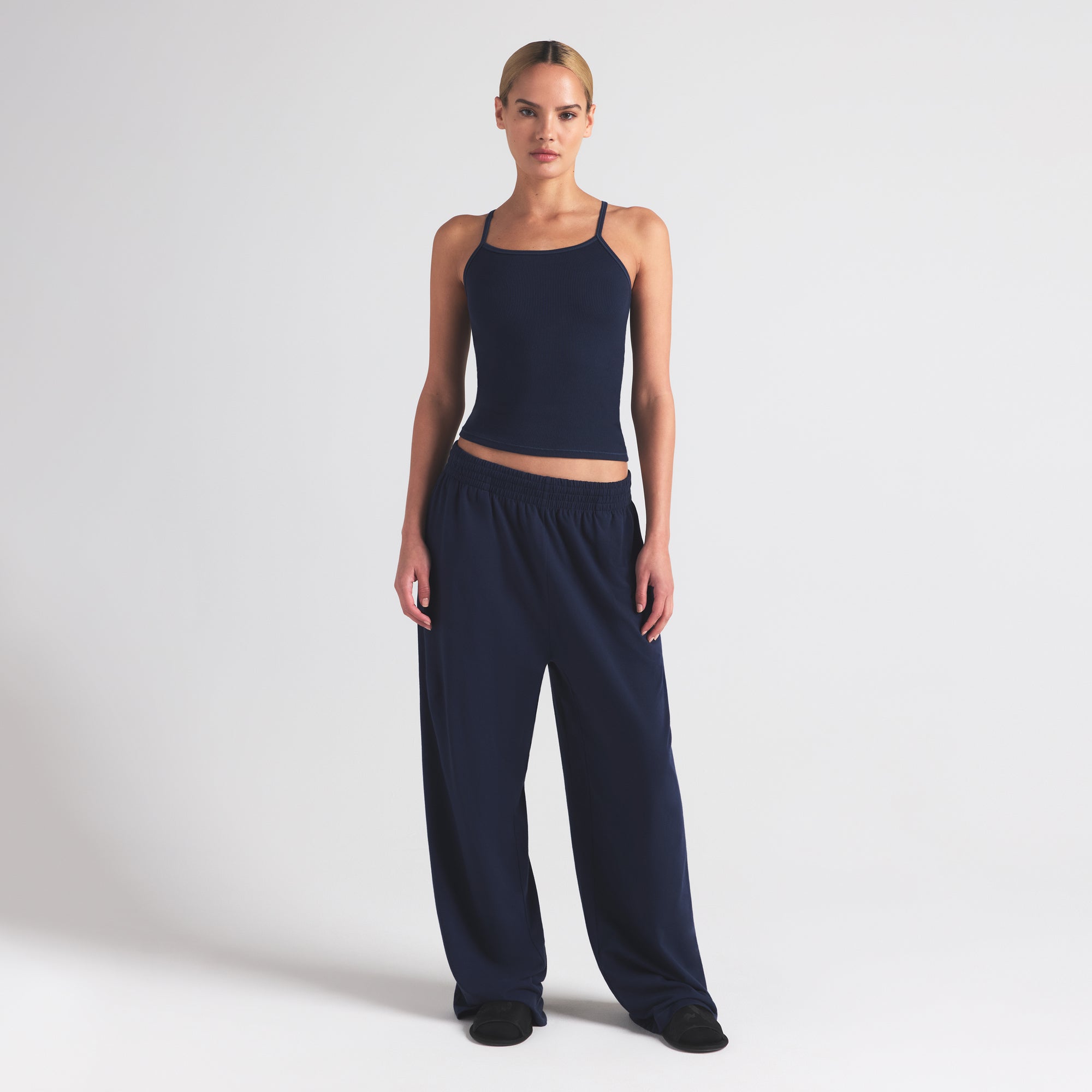 COTTON RIB LONG CAMI | NAVY