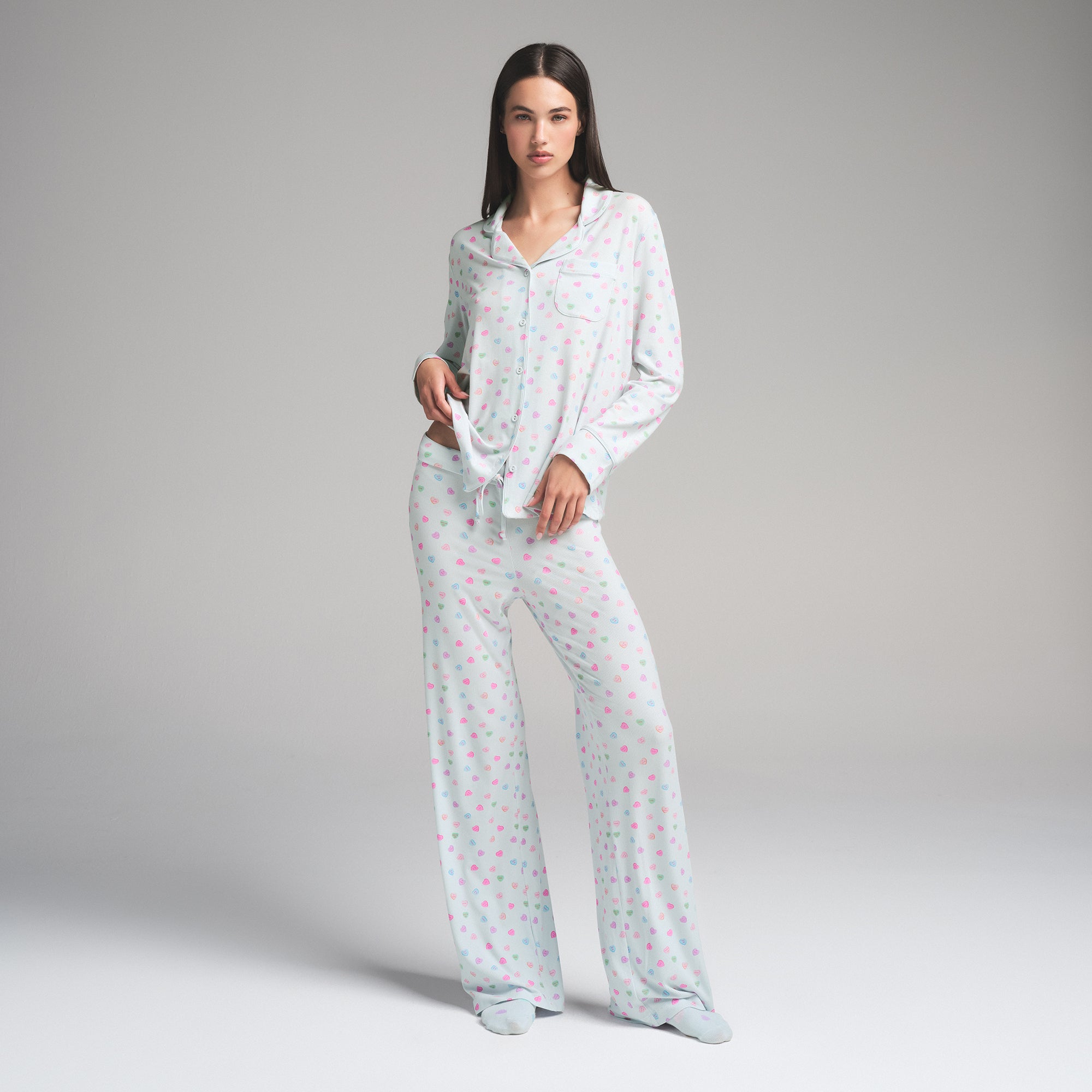 SOFT LOUNGE SLEEP SET | CLOUD CANDY HEART PRINT