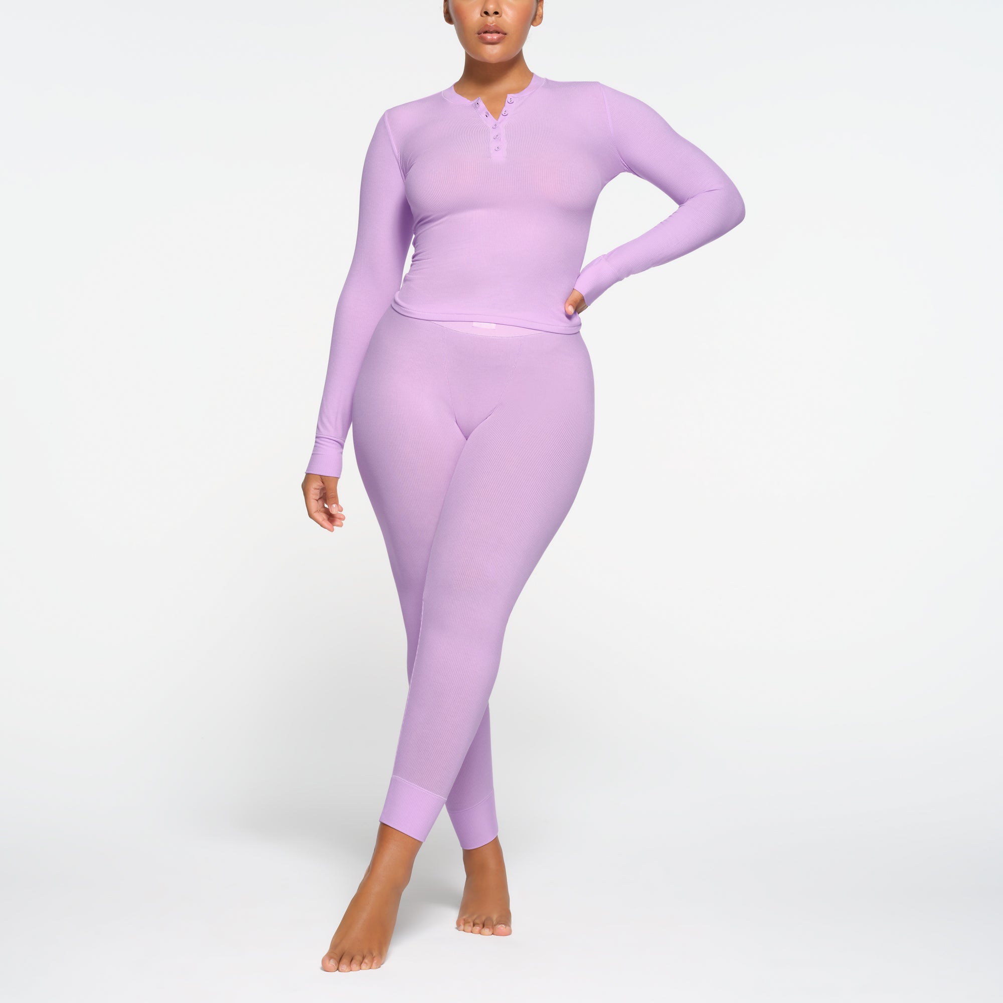 SOFT LOUNGE LONG SLEEVE HENLEY | SUGAR PLUM