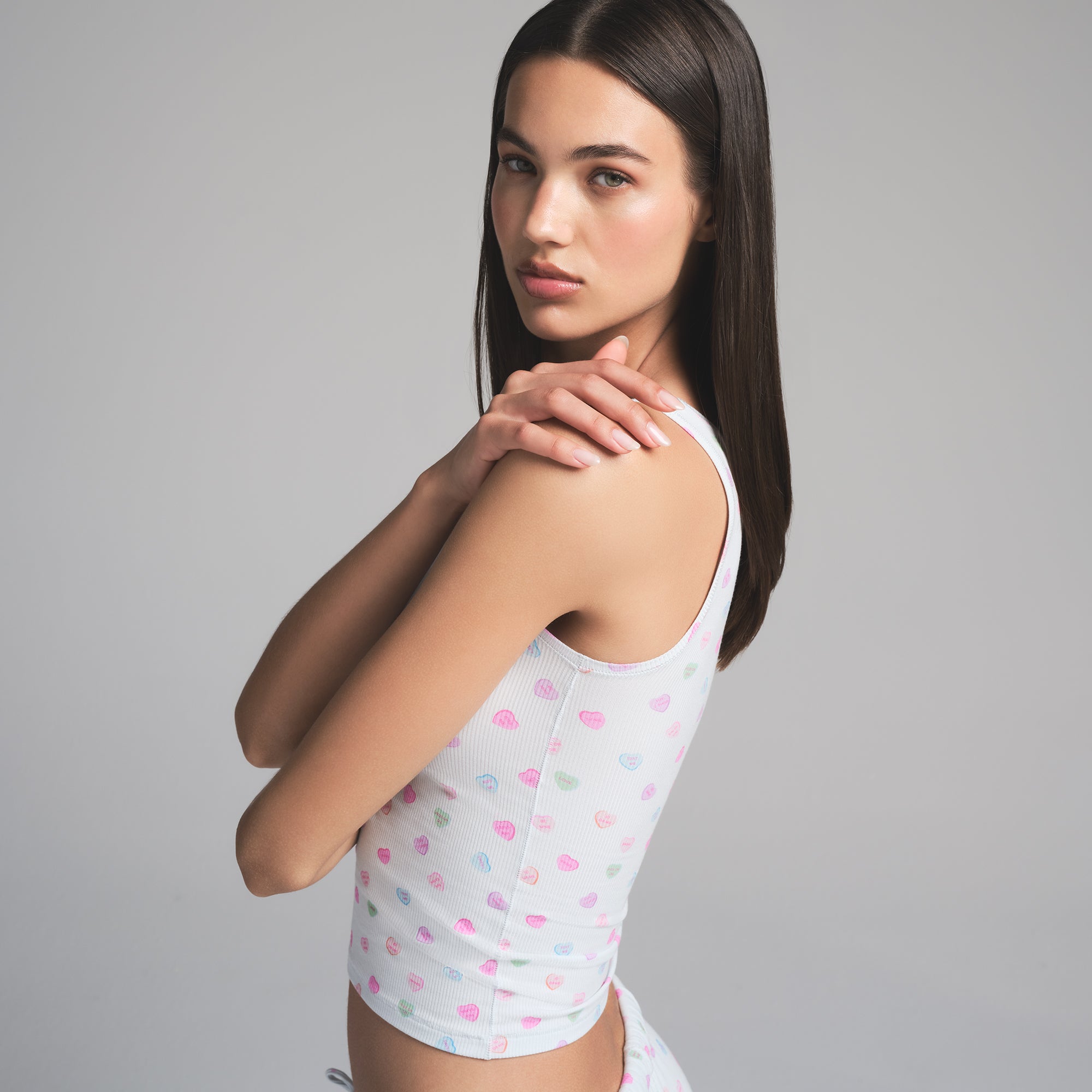 SOFT LOUNGE TANK | CLOUD CANDY HEART PRINT