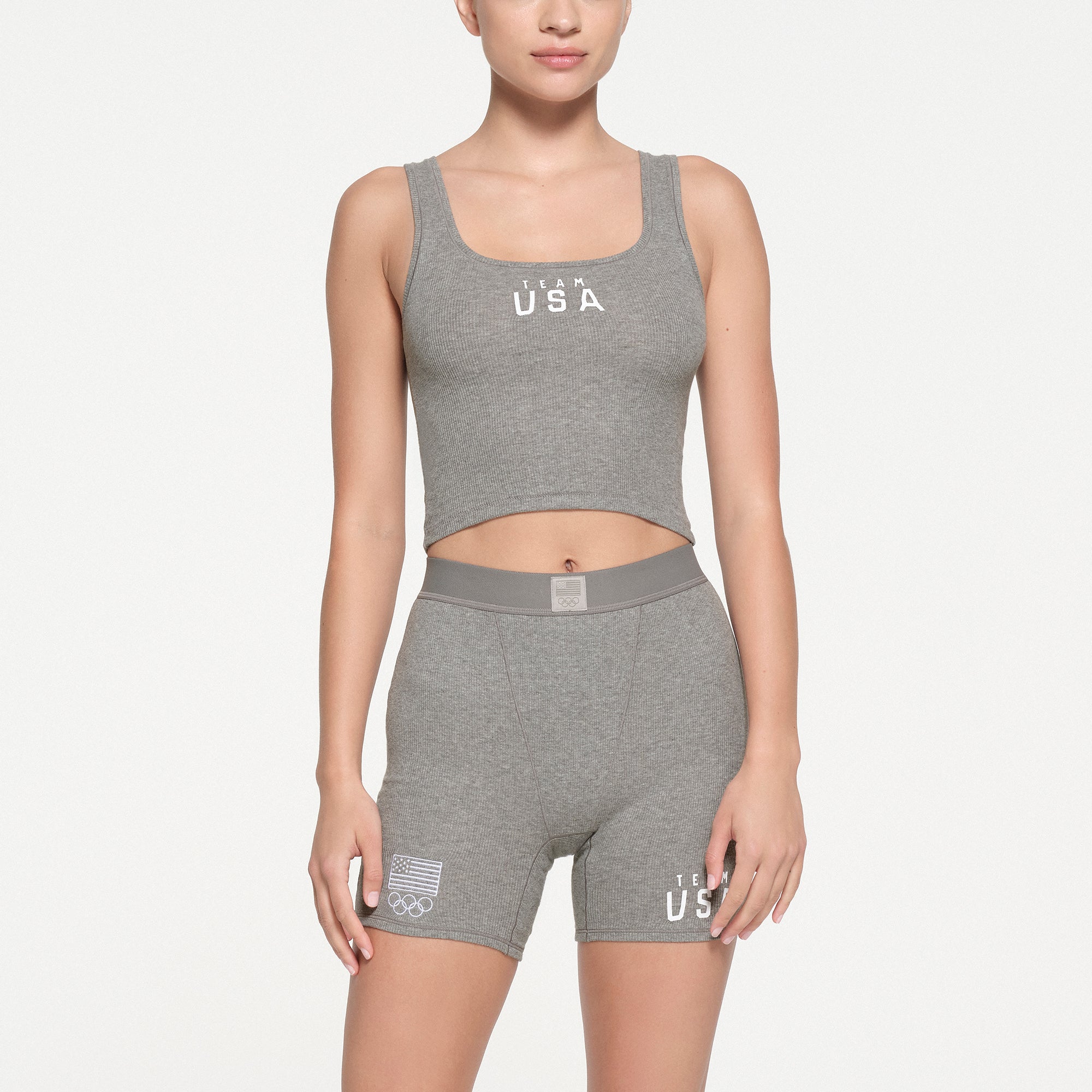SKIMS FOR TEAM USA COTTON RIB OLYMPIC TANK | HEATHER GREY