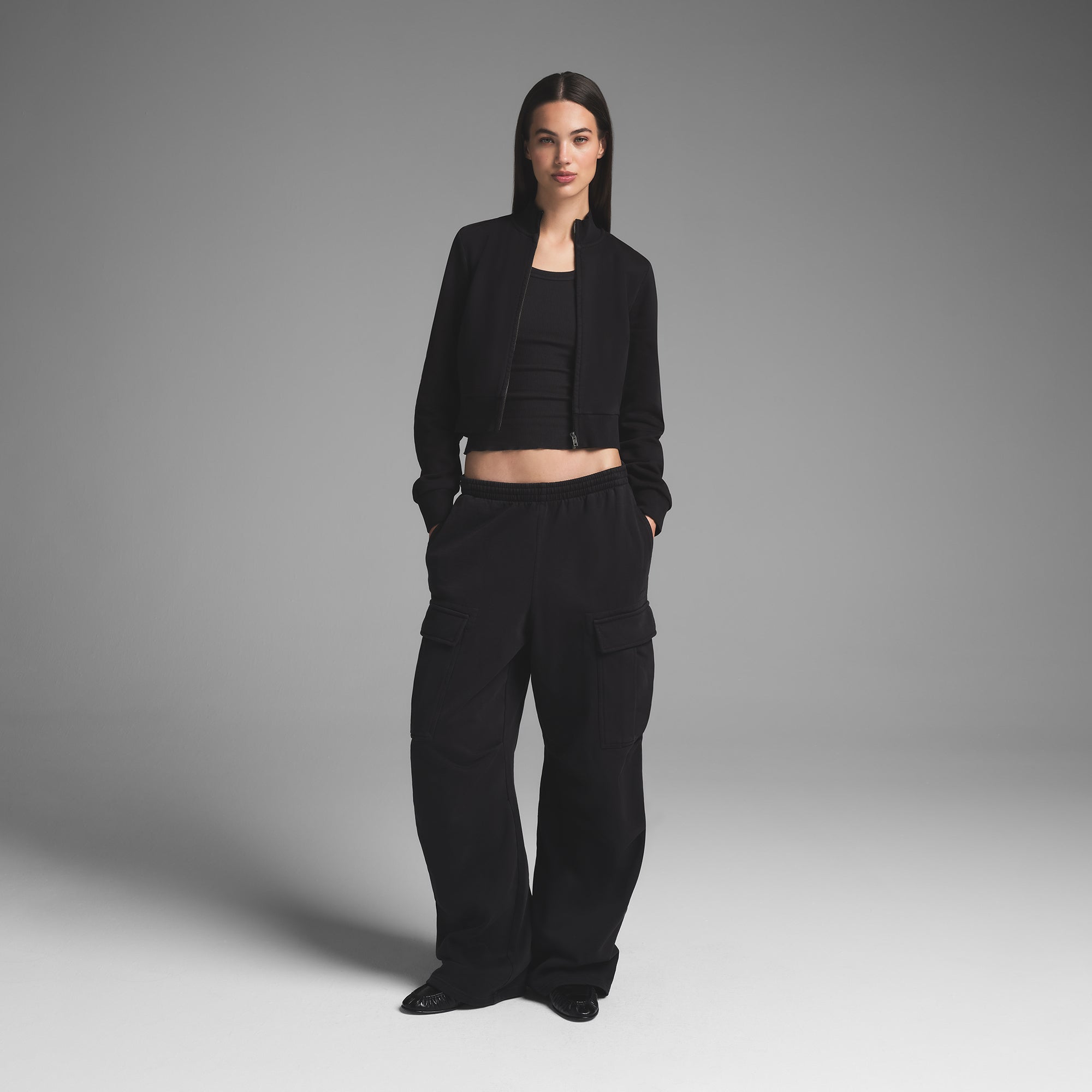 BOYFRIEND FLEECE TRACK JACKET | WASHED ONYX